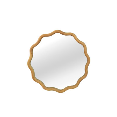 Wavy Round Solid Wood Frame Decorative Mirror