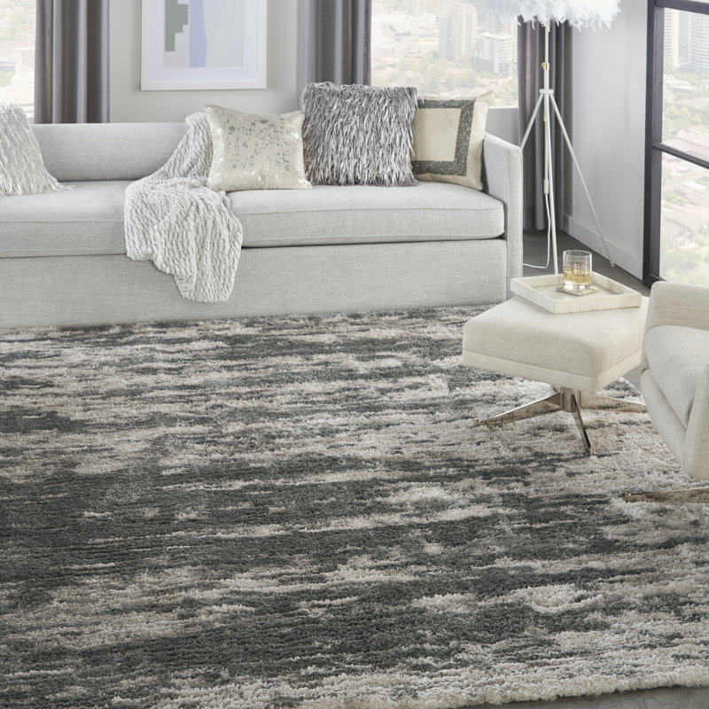 Tapis noir Modern, Rectangle 7 pi 10 po x 9 pi 10 po