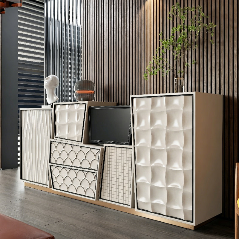 Buffet luxueux de style italien léger, Doré / Blanc