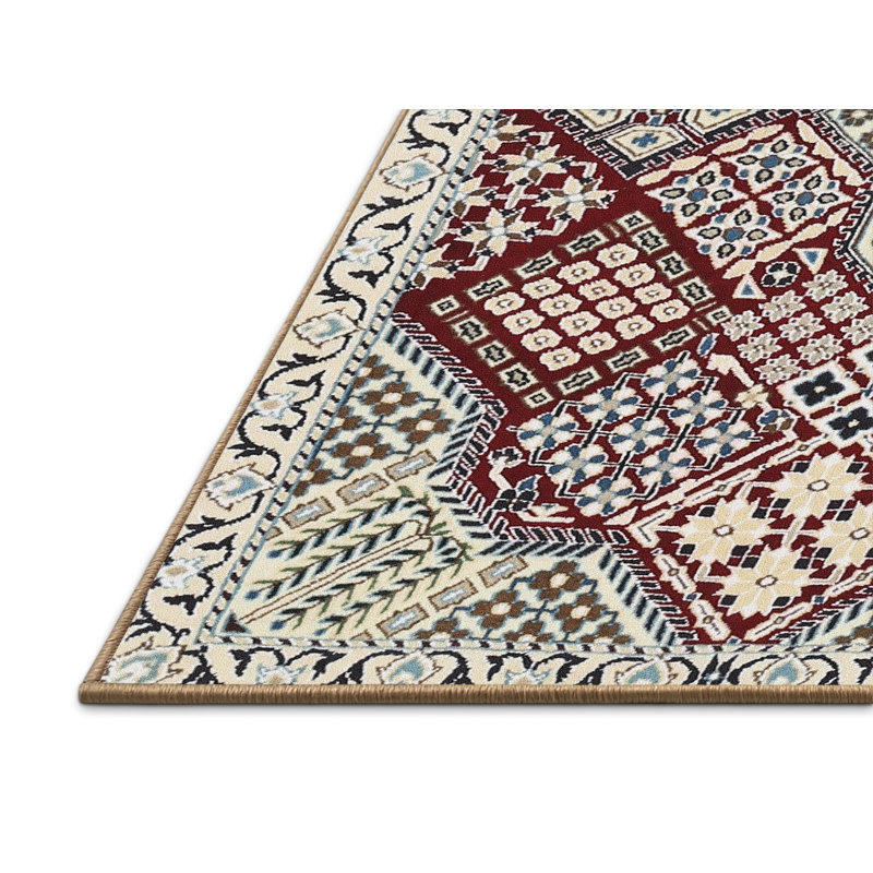 Tapis traditionnel rouge / gris, Rectangle 5 pi x 7 pi