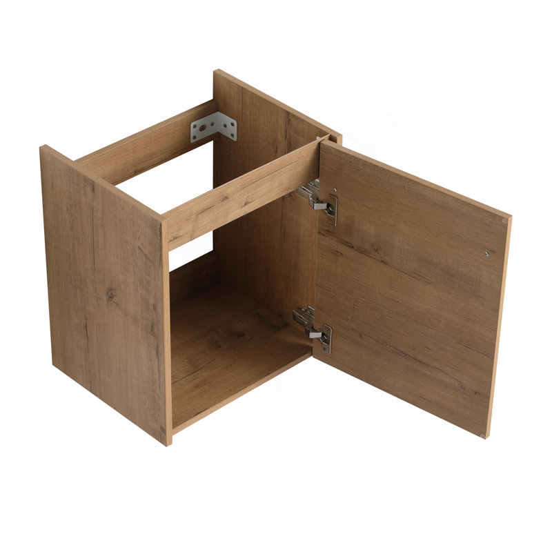 Meuble-lavabo flottant mural 18 po avec lavabo en céramique et porte d'armoire à fermeture en douceur, pour petite salle de bain