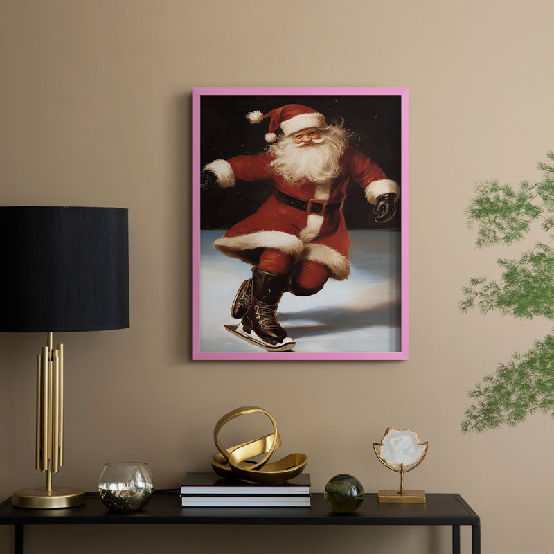 «Christmas Holiday Art», série 2, reproduction encadrée CLXI - bois massif, H 11 po x l 9 po, Rose
