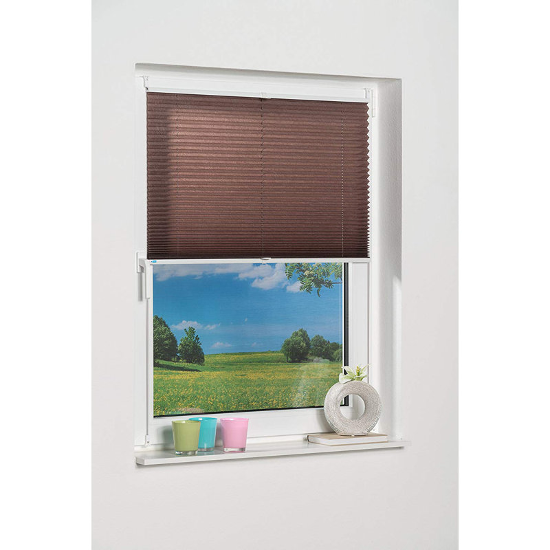 Cordless Semi Sheer Pleated Shade, 40 W x 130 L cm, Mocha