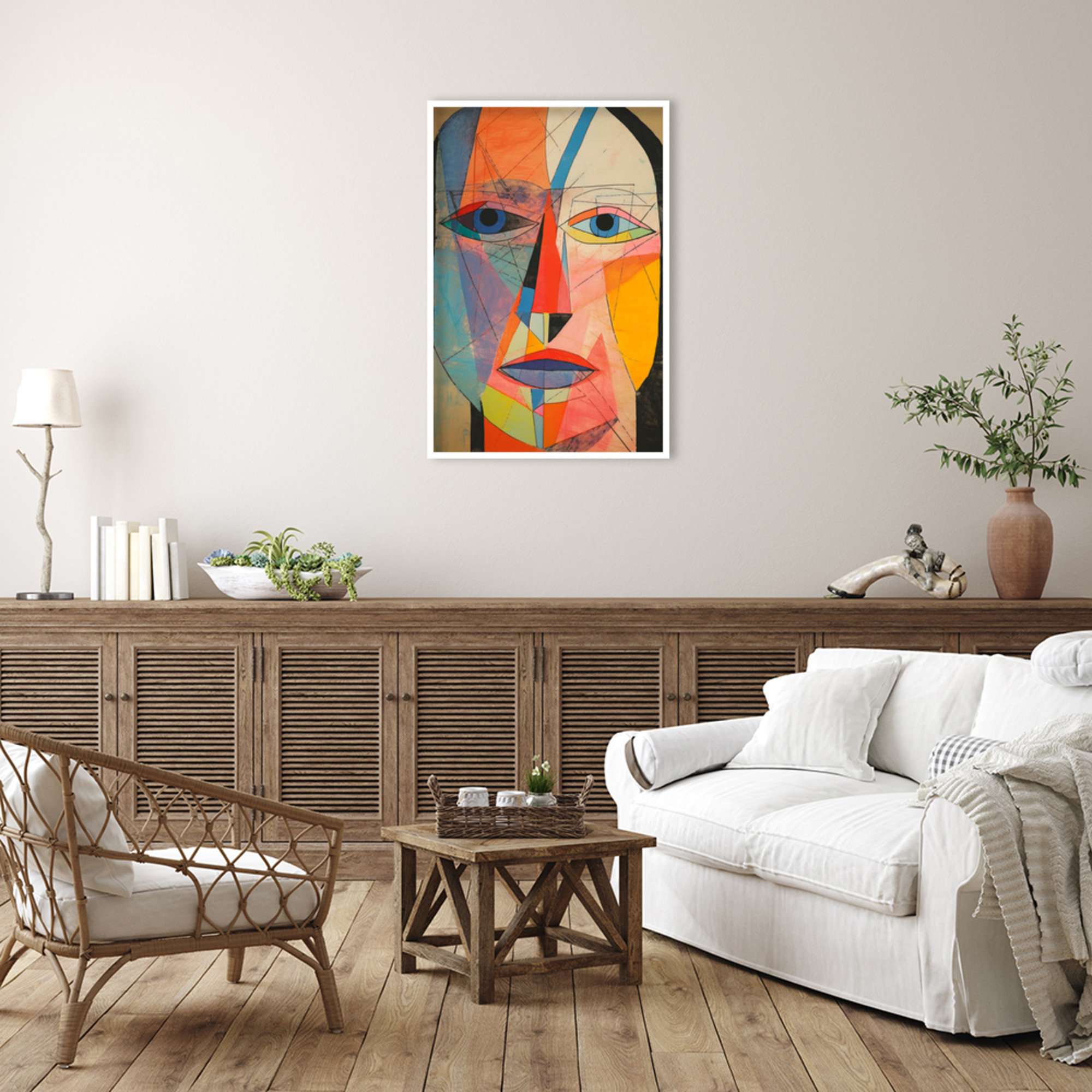 The Face by Treechild, 41" H x 28" W, White