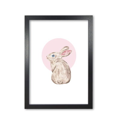 Watercolour Bunny With Pink Circle - Painting