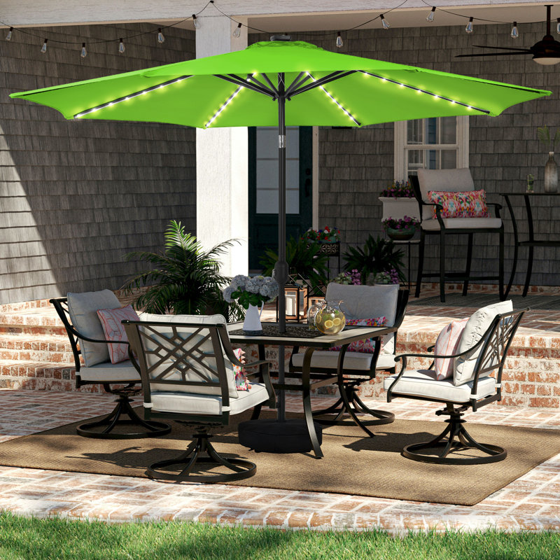 Parasol de patio avec base, Vert, H 98 po x l 132 po x P 132 po