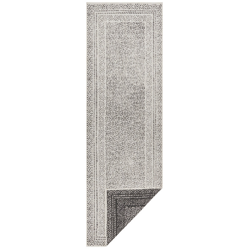 Frame Flatweave Black Rug, Runner 80 x 250cm