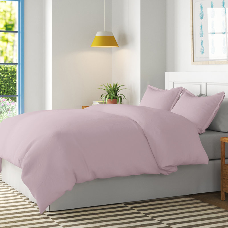 Wayfair Basics® Modern Microfiber Duvet Cover Set, Full/Queen Duvet Cover + 2 Full Shams, Blush