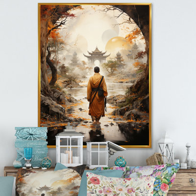 " Orange Beige Buddhist Art Gautamas Journey " Color Photography Print