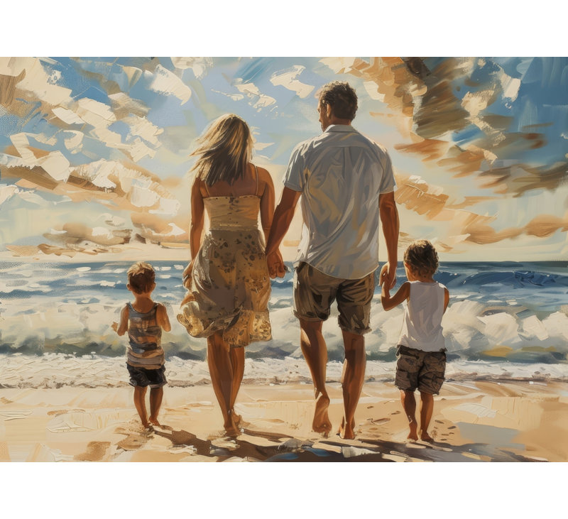 Family Walk - Toile blanche pour décoration intérieure | Design élégant