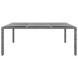 vidaXL Garden Table Poly Rattan, Tempered Glass, Powder-Coated Steel