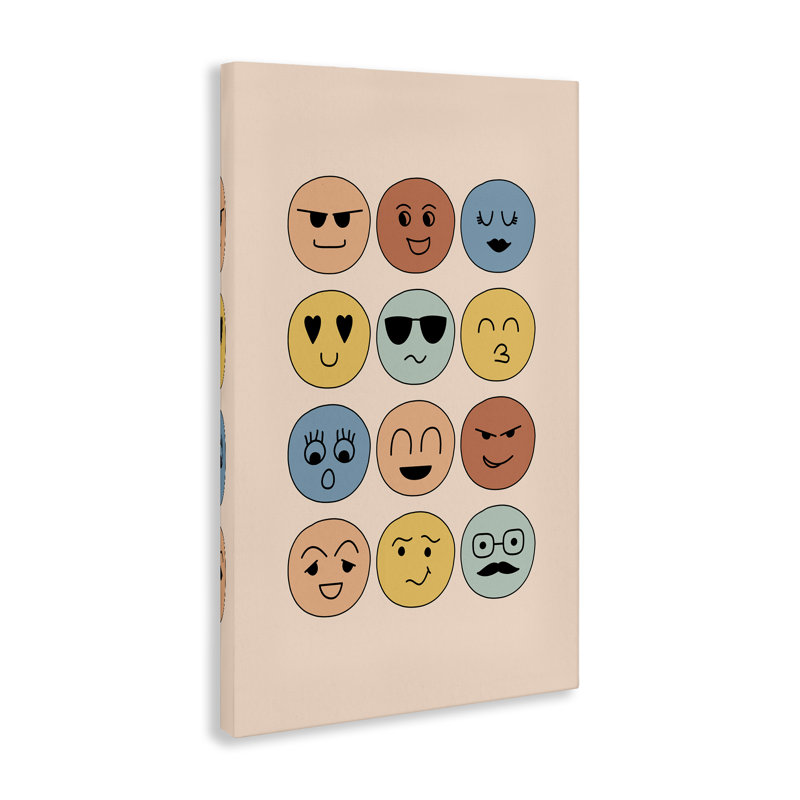 «Divers Expression Smileys», art mural sur toile par JJ Design House, LLC., H 30 po x l 20 po