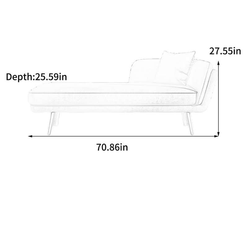 Chaise longue éponge moderne et minimaliste, Gris, Orienté à droite
