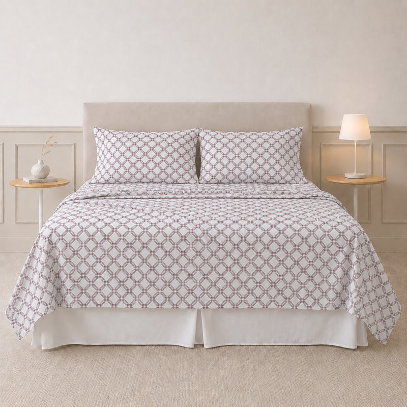 Ensemble de draps en microfibre 4 pièces Modern, California King Sheet Set with 2 Pillowcases, Cara Geometric