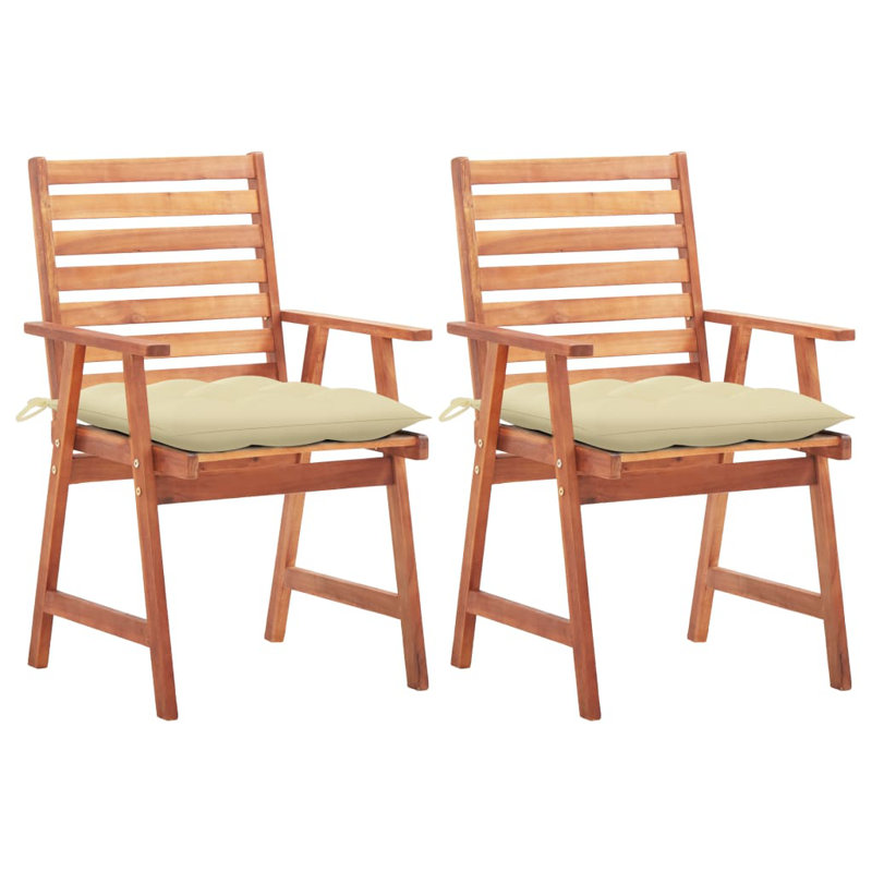 Chaise de patio avec coussin Sharad, Crème