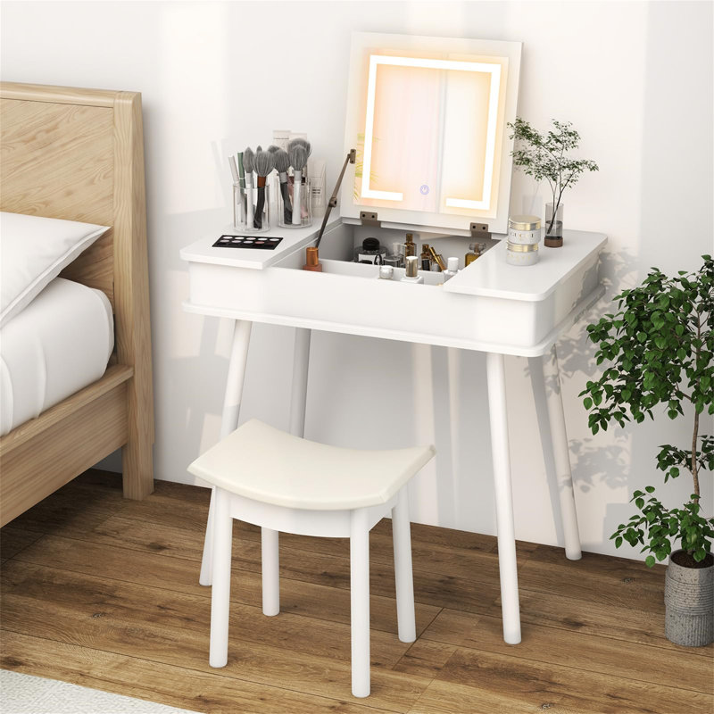 Paolo Dressing Table with Mirror, White