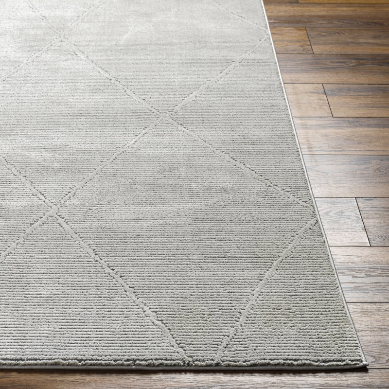Chambersville Light Silver Machine Washable Area Rug, Rectangle 8'11" x 12'