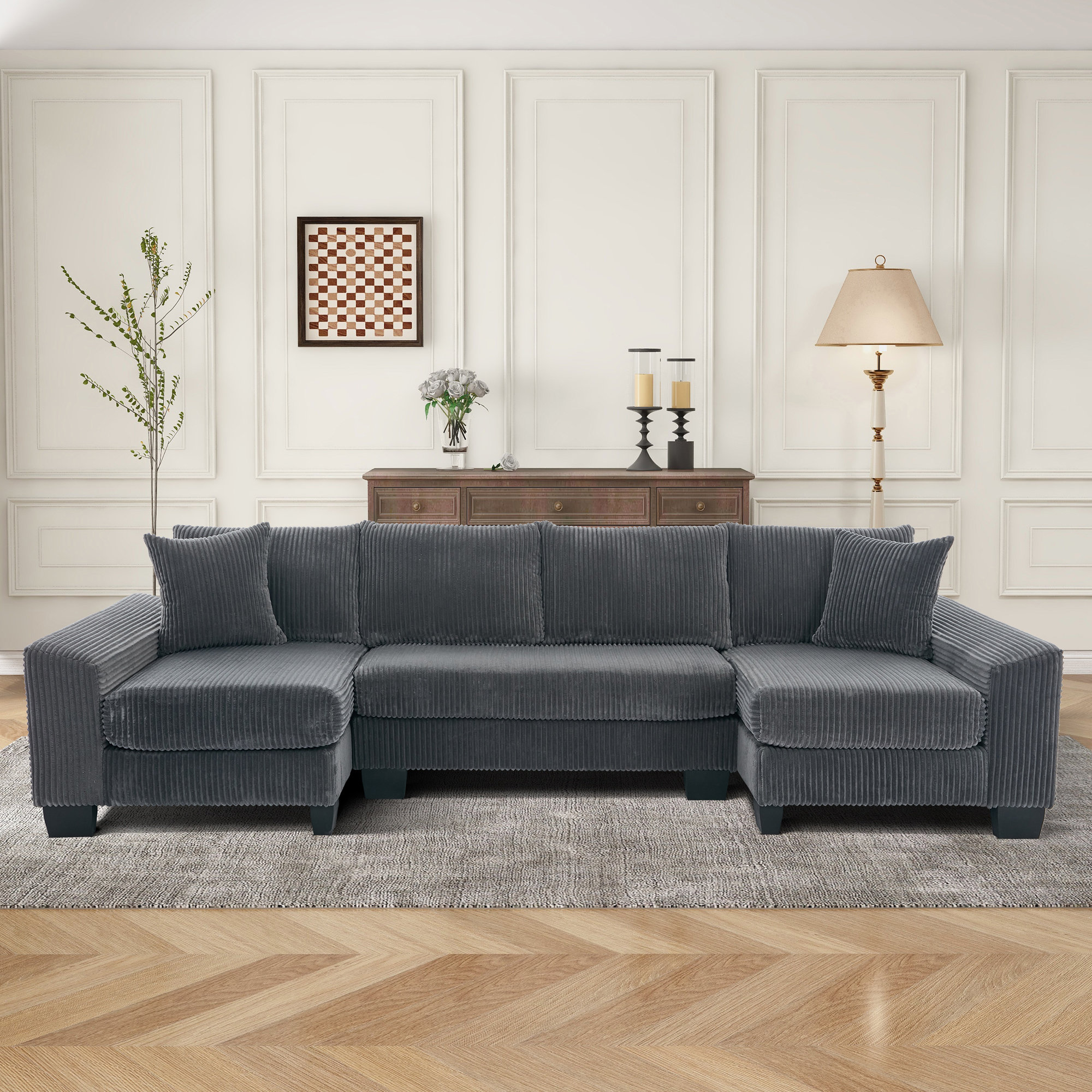 Latitude Run® U Shaped Oversize 2 In 1 Sleeper Sofa For Living Room ...