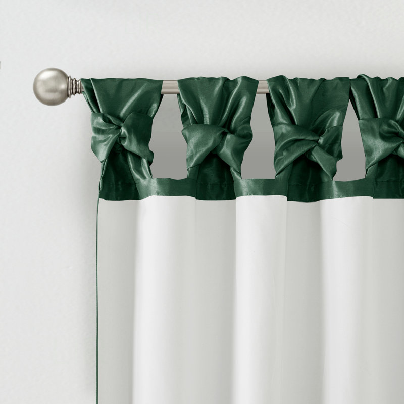 DIY Twist Tab Lined Window Curtain Panel For Enhanced Privacy And Elegant Drapability, Fits 2 Inch Rod, Single Panel, Green