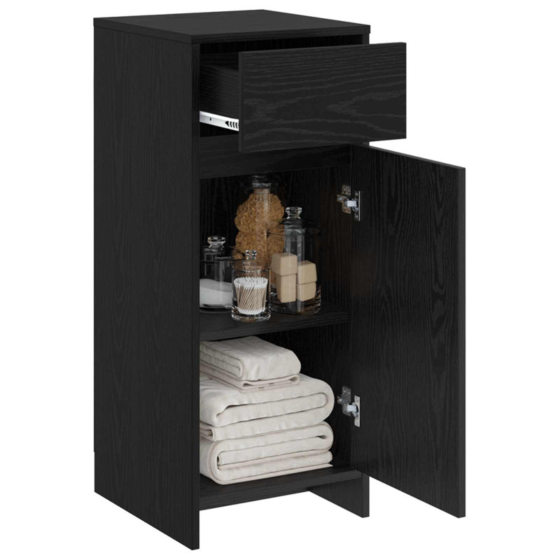 Engineered Wood Linen Cabinet, Black Oak