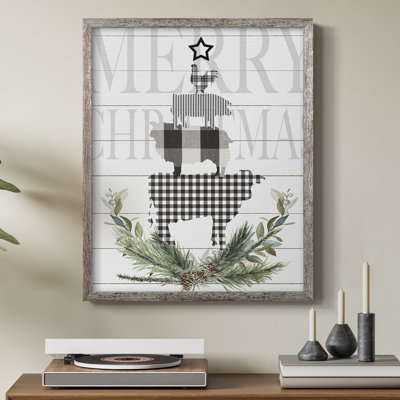 «Farmhouse Merry Christmas Tree», reproduction encadrée - bois massif