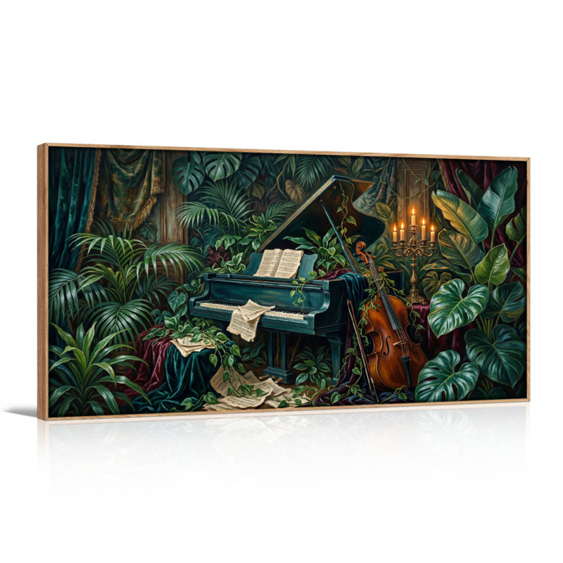Ensemble de 1 toile murale Jungle Piano, L 40 po x H 20 po, Naturel