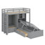 Lit superposé simple avec tiroirs intégrés, tablettes de garde-robe et système de levage hydraulique-114355473