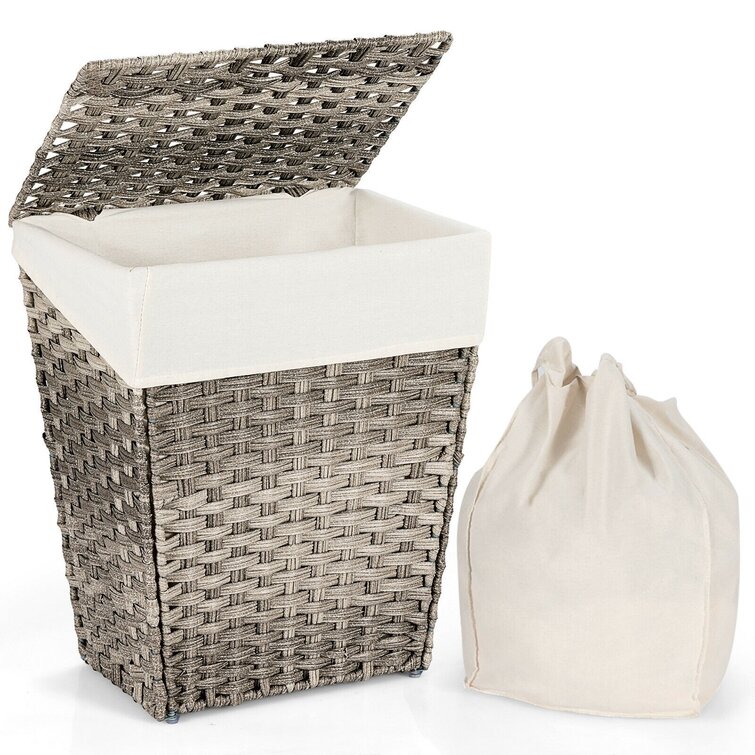 HomeStorie 57 L Beige Laundry Basket