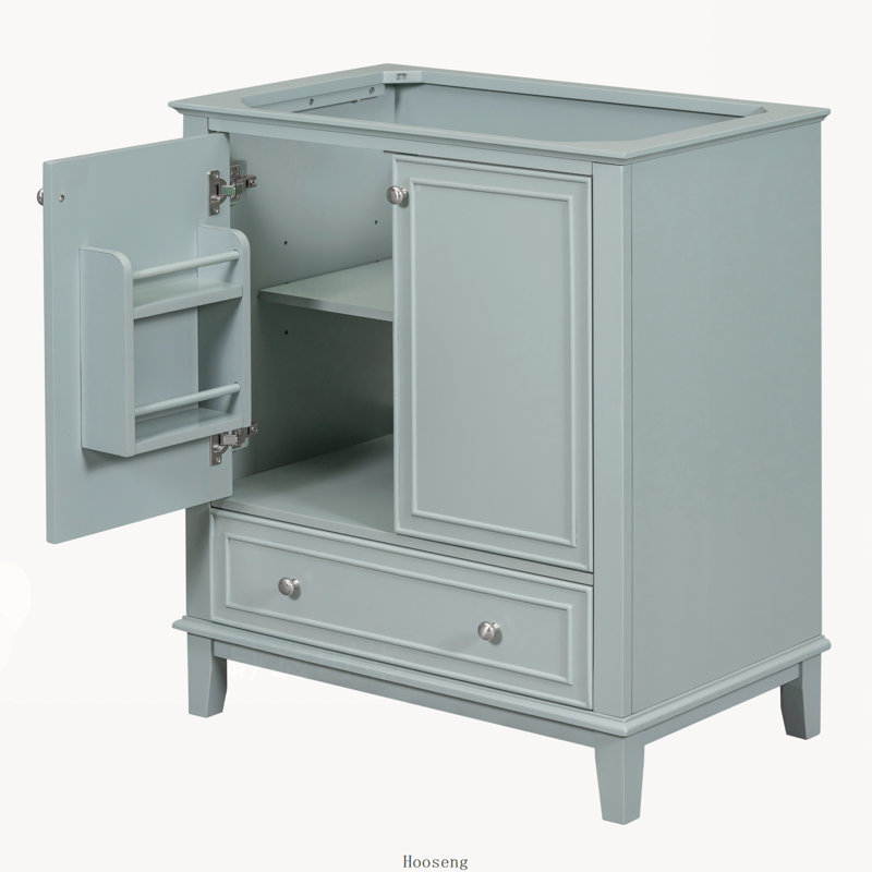 Base de meuble-lavabo autoportant 30 po avec cadre solide et multifonctionnel avec portes et tiroir, vert, Vert
