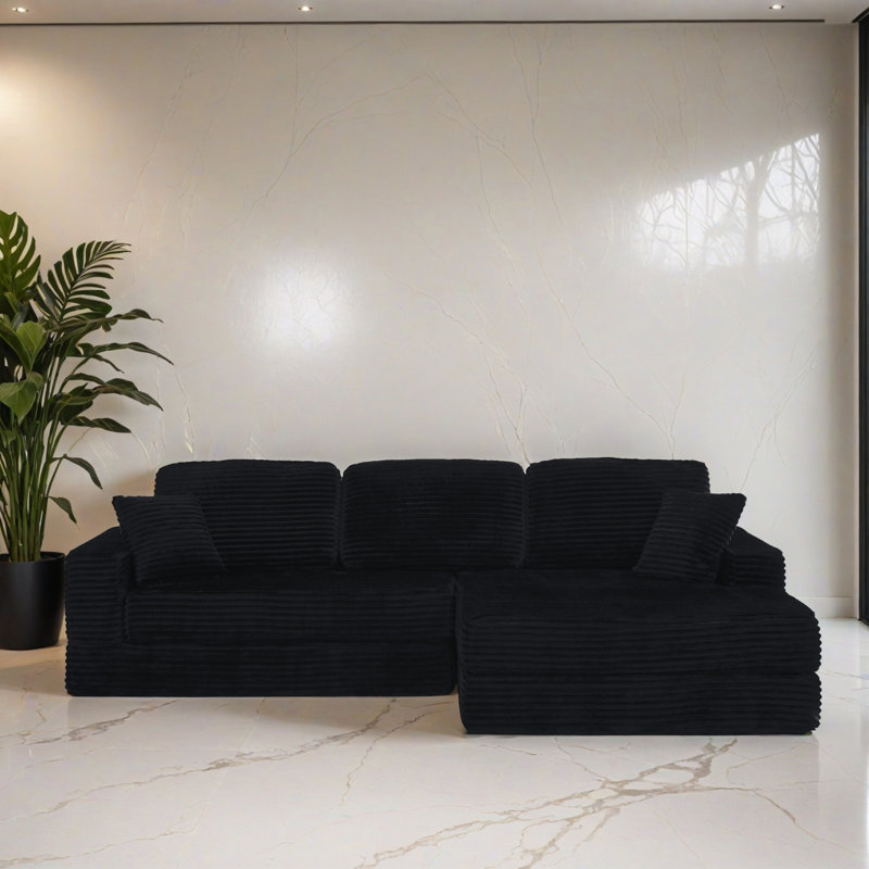 Canapé-lit modulaire 2 pièces pour salon, Polyester noir