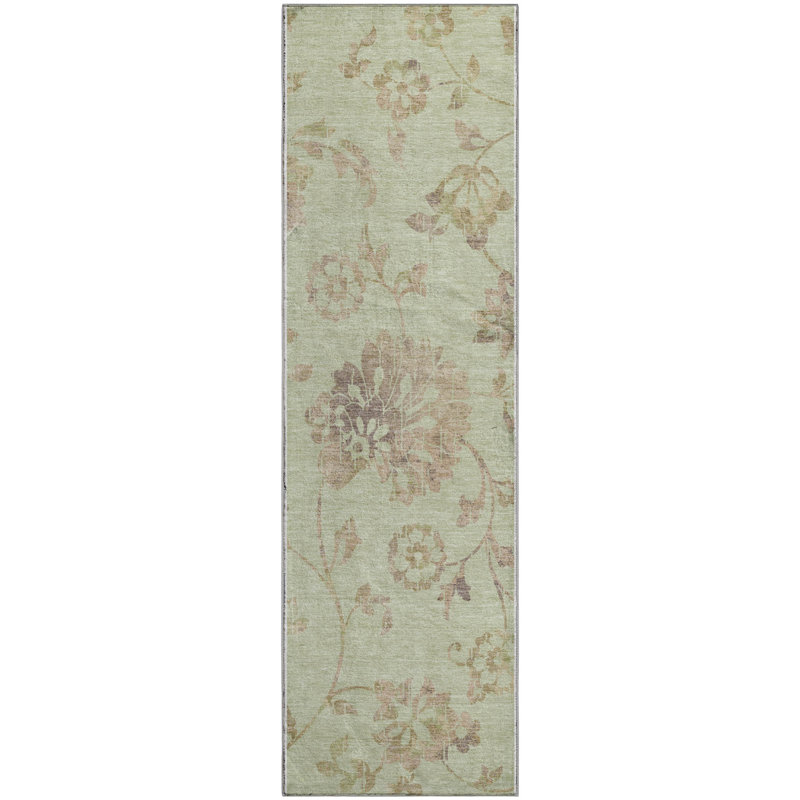 Premium Machine Washable Prisco Aloe Rug, Runner 2'3" x 7'6"