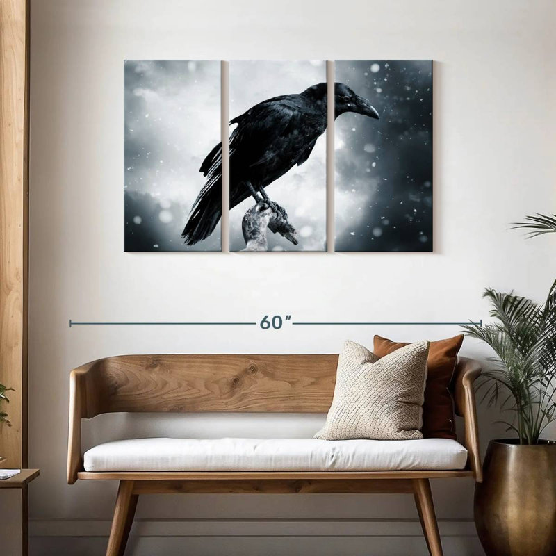 Corbeau noir Brampt, H 28 po x l 45 po