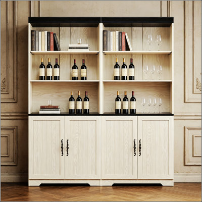 Ensemble de 2 grandes bibliothèques de rangement, tablettes réglables en hauteur et armoire à portes fermées, présentoir en panneau de fibres à densité moyenne robuste anti-basculement pour bureau