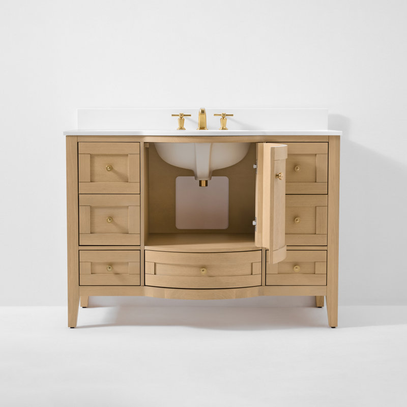 Lauren 48" Single Bathroom Vanity Set, Gold, Oak