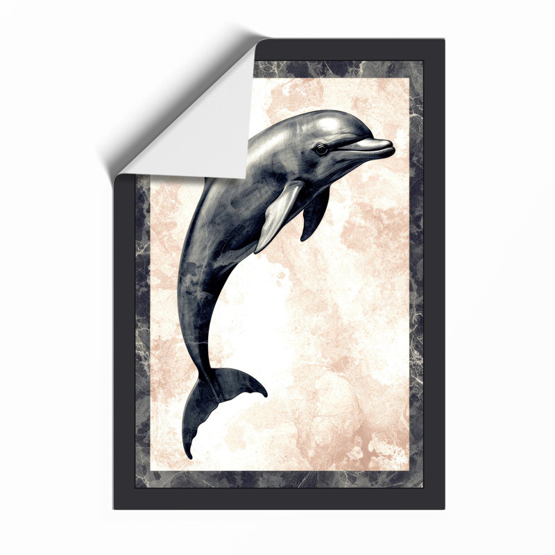 Leaping Dolphin Coastal - Framed Print, A2 - 59.4 x 42.0 cm, Unframed