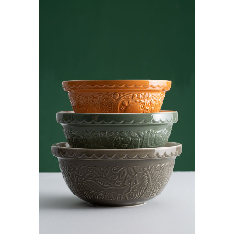 In The Forest Earthenware 3 Piece Nested Mixing Bowl Set