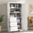 Tall and Wide Storage Cabinet with Three Drawers and Three Doors - White-1365126665
