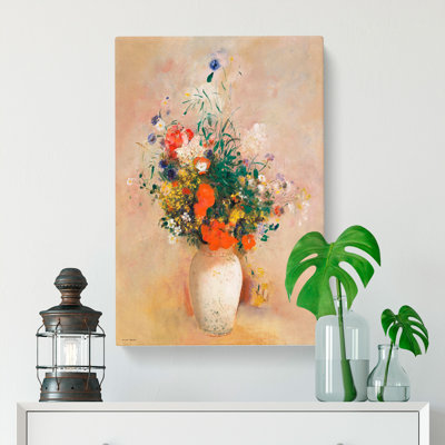 Vase Of Flowers Vol.1 by Odilon Redon - Wrapped Canvas Painting