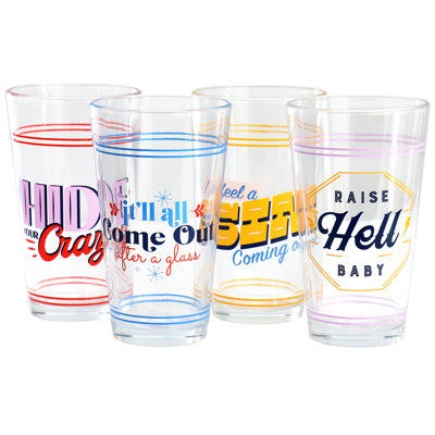 Trinx Honky Tonk 4 Piece 16.6oz Glass Tumbler Set in Multi