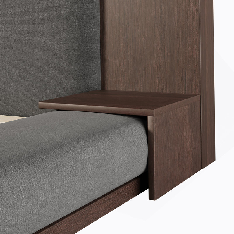 Lit en bois massif avec tête de lit tapissier, Grand lit