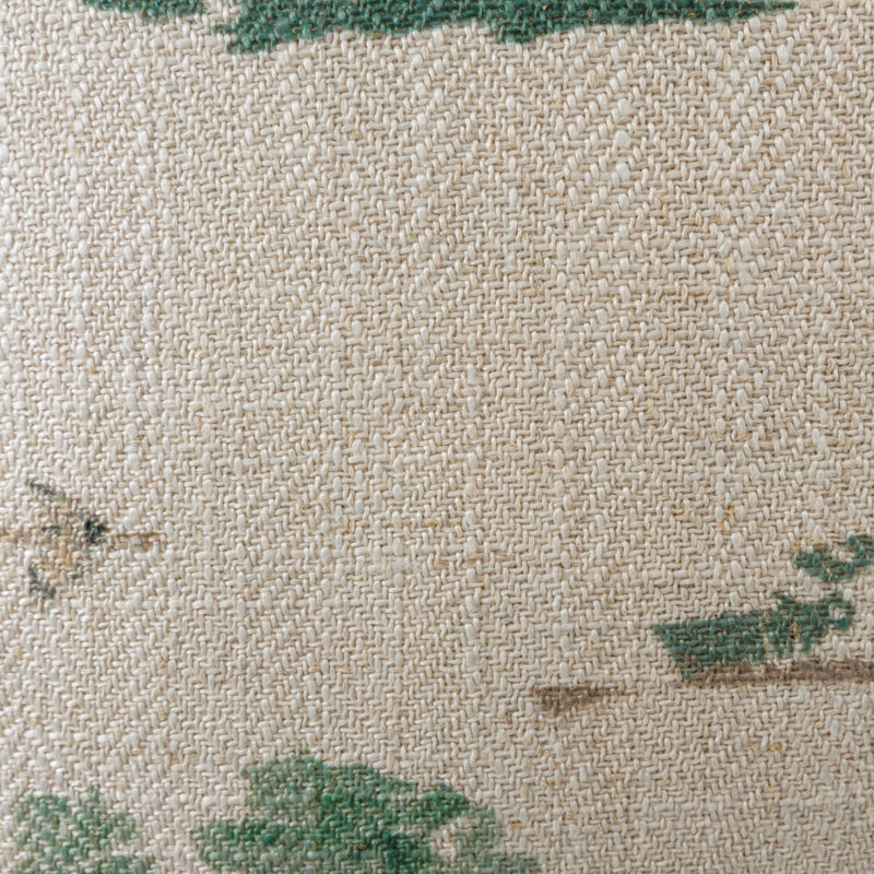 Ivory and Green Toile Square Throw Pillow