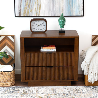 Pliner 2 - Drawer Solid Wood Nightstand in Walnut by The Twillery Co.