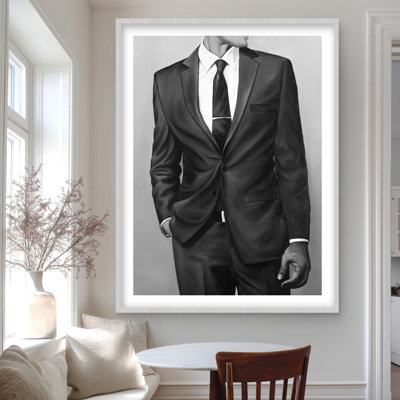 Man in a Great Costume - Fashion Gray Framed Print for Decor