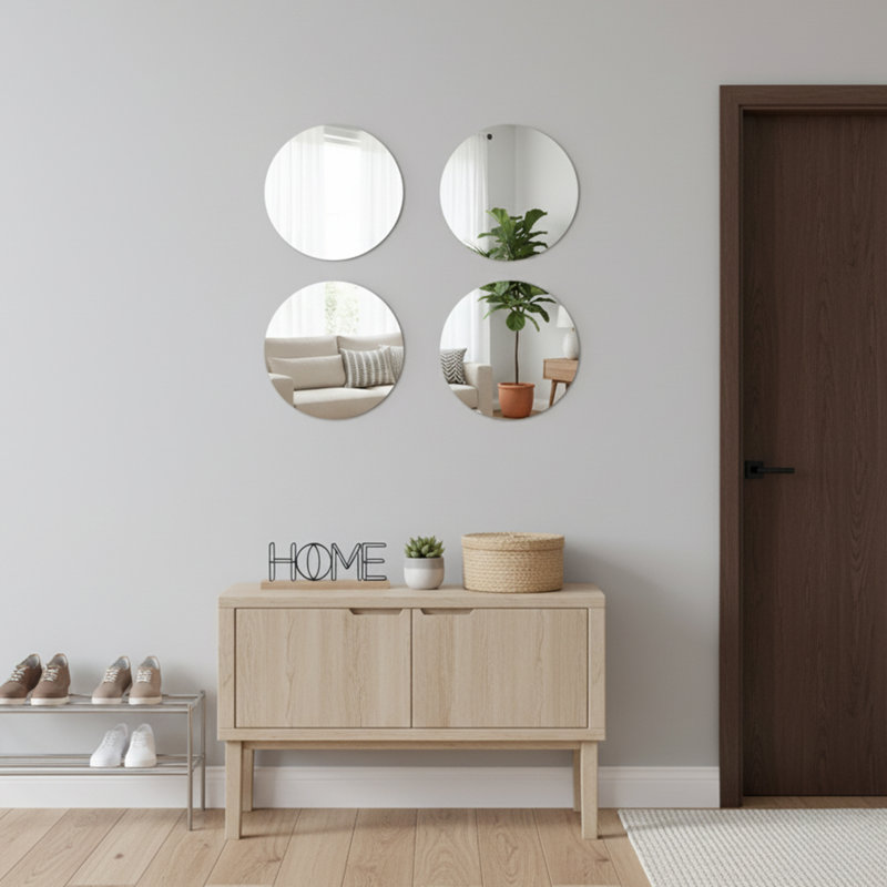 Mirror Flat Wall Mirror, Round 11.11" H x 11.11" W