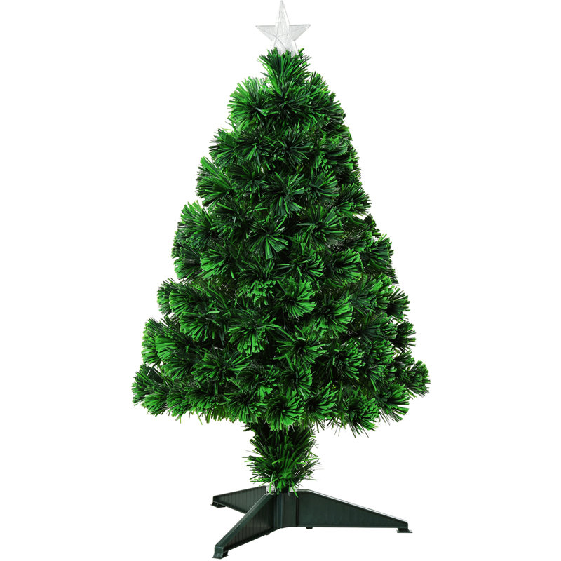 2.5Ft Tall Pre-Lit Douglas Fir Tabletop Artificial Christmas Tree With Realistic Branches, Fibre Optic LED Lights And 85 Tips