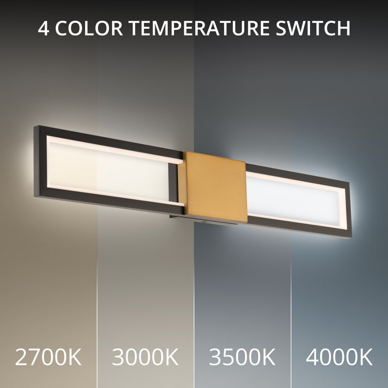 Peekaboo 1 - Light LED Bath Bar, Black/Aged Brass
