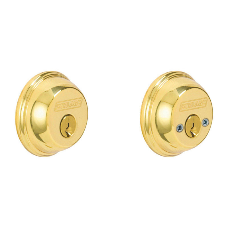 Double Cylinder Deadbolt, Bright Brass