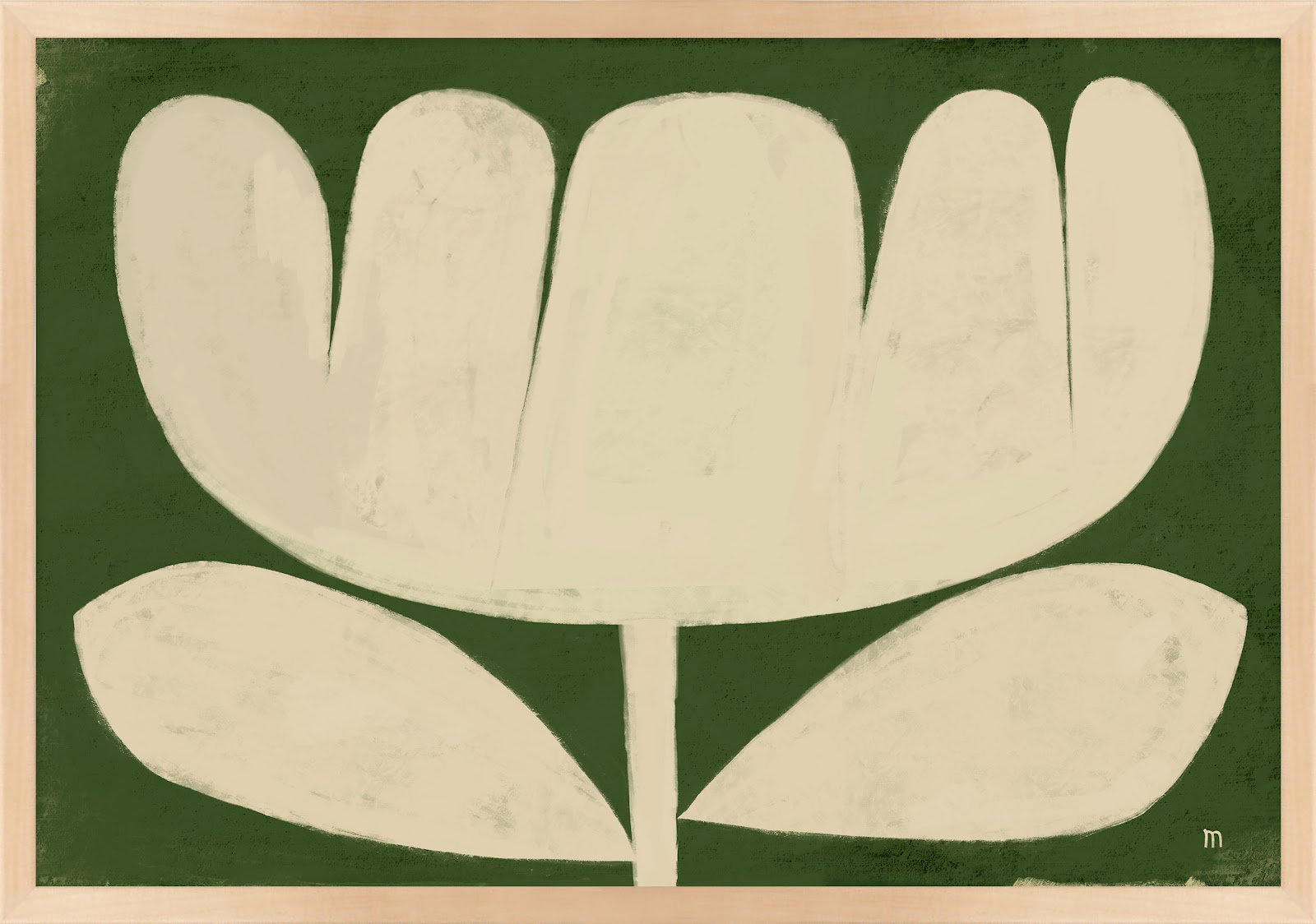 Flower on Green Painting, Maple, 21" H x 30" W x 1.25" D