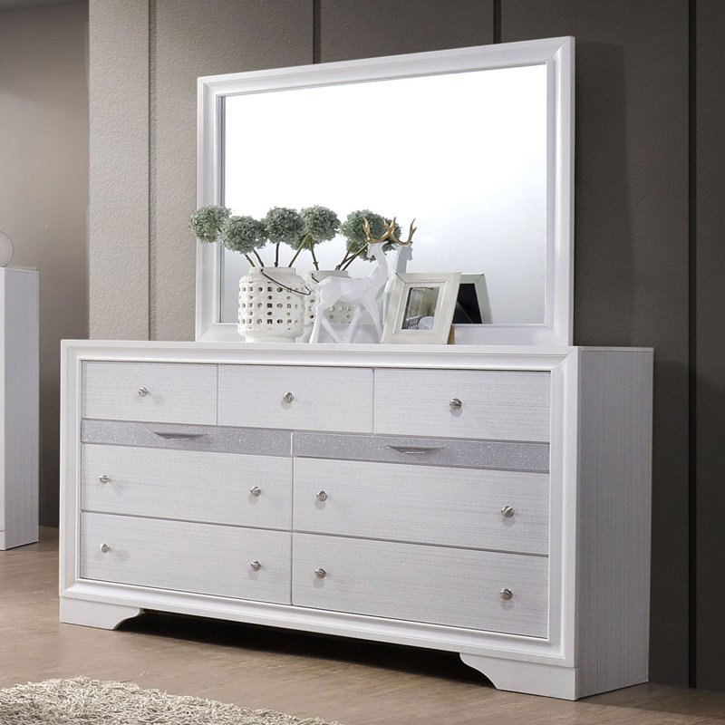 Commode à 9 tiroirs l 62,6 po, Blanc