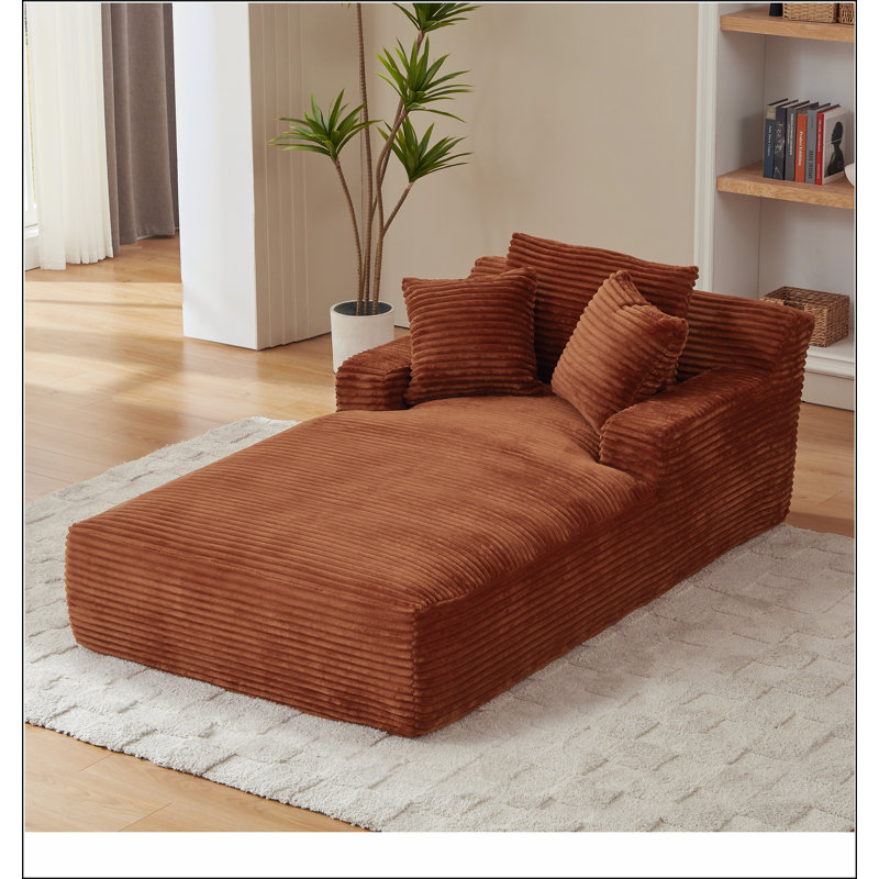 Très grande chaise longue d'intérieur, canapé rembourré en velours côtelé moderne, aucun assemblage requis, canapé-lit confortable pour le salon, le bureau